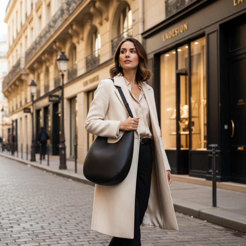 Single shoulder armpit bag genuine leather women's bag niche design crescent shaped bag crossbody tote bag versatile and trendy