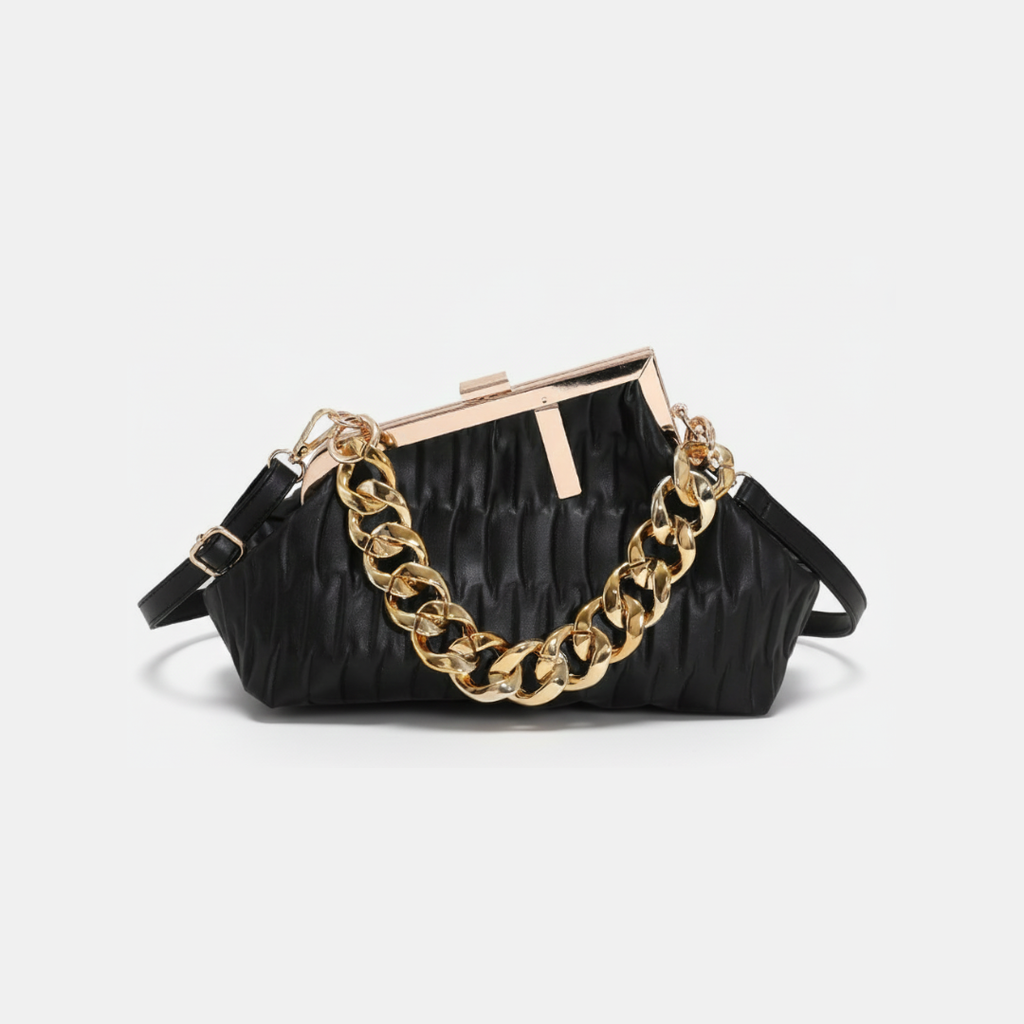 Women's Bag Trend Fashionable Thick Chain Crossbody Bags Striped Leather Ladies Hand Bags Luxury Evening Shoulder Bag Woman