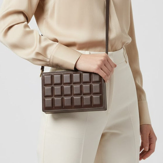 Fashionable embossed shoulder bag chocolate crossbody bag